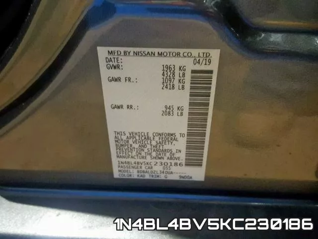 1N4BL4BV5KC230186 фото 2
