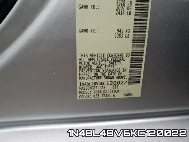 1N4BL4BV6KC120022 фото 2