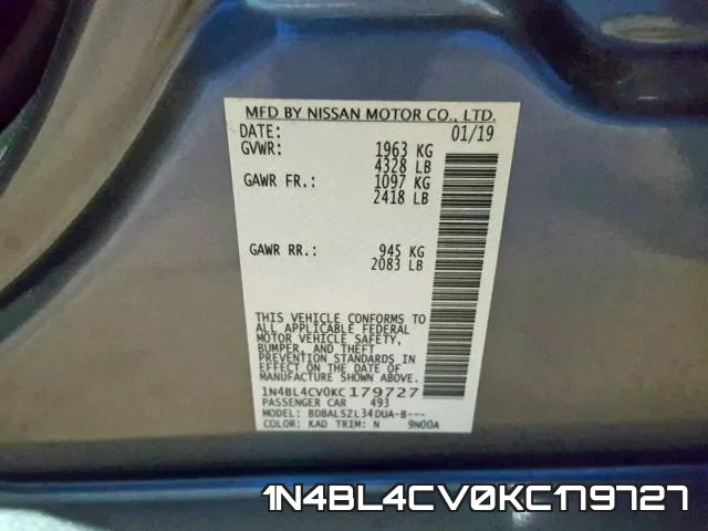1N4BL4CV0KC179727 фото 2