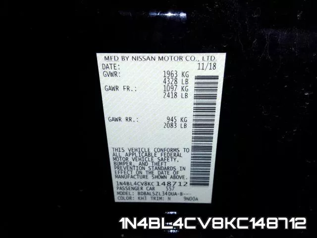 1N4BL4CV8KC148712 фото 2
