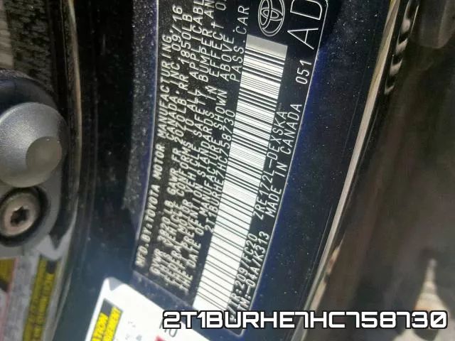 2T1BURHE7HC758730 фото 2