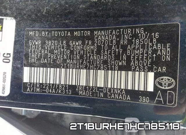 2T1BURHE7HC785118 фото 10