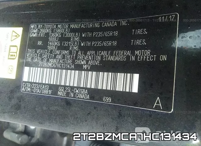 2T2BZMCA7HC131434 фото 9