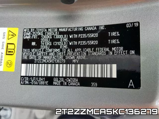 2T2ZZMCA5KC136279 фото 2
