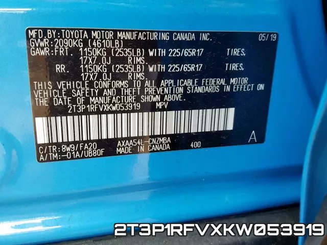2T3P1RFVXKW053919 фото 2