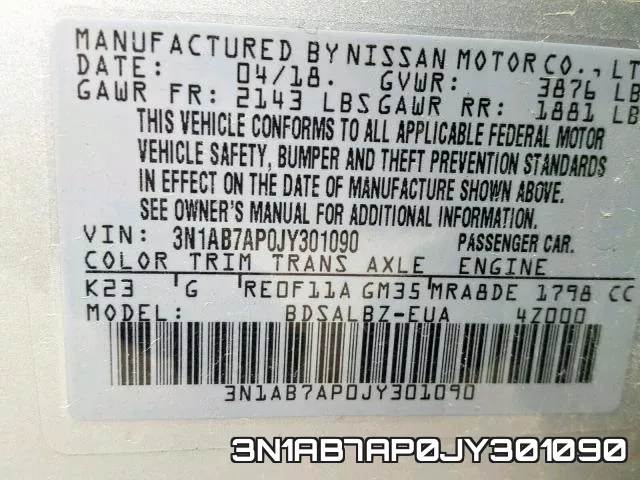 3N1AB7AP0JY301090 фото 2