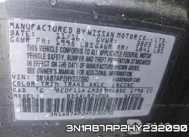 3N1AB7AP2HY232090 фото 9