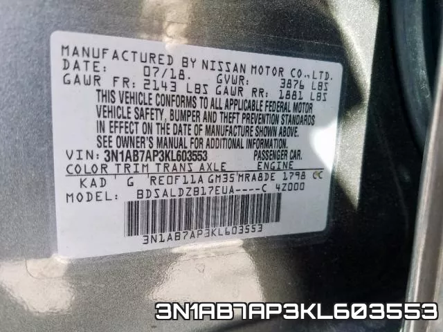 3N1AB7AP3KL603553 фото 2