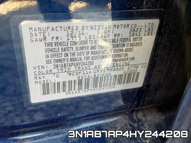3N1AB7AP4HY244208 фото 2