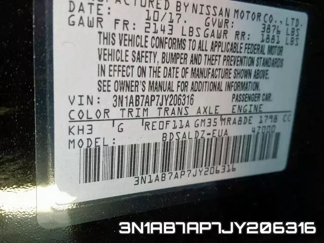 3N1AB7AP7JY206316 фото 2