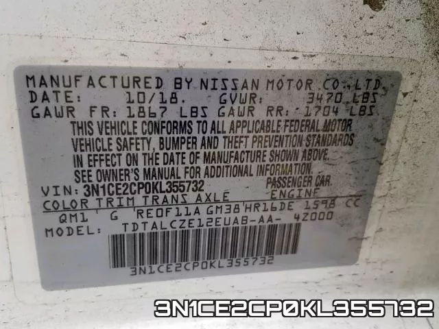 3N1CE2CP0KL355732 фото 2