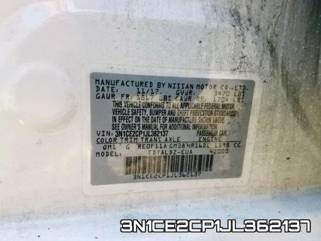 3N1CE2CP1JL362137 фото 2