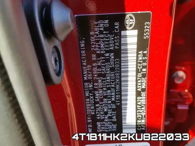 4T1B11HK2KU822033 фото 2