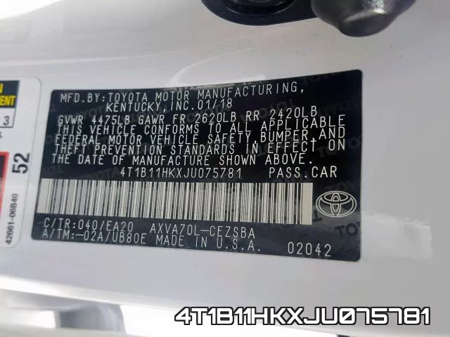 4T1B11HKXJU075781 фото 2