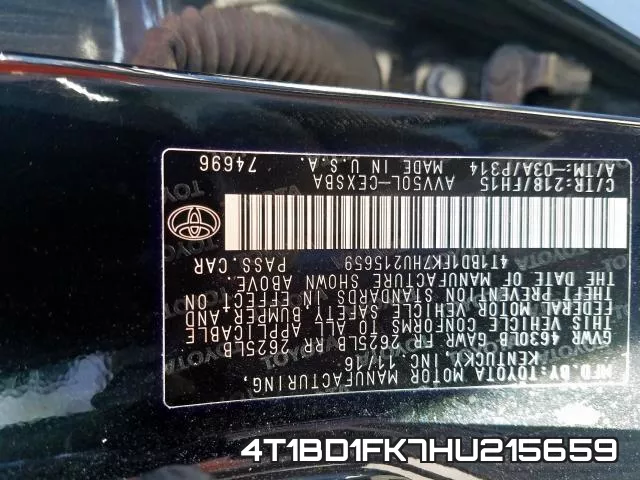 4T1BD1FK7HU215659 фото 2