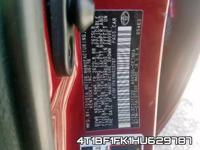 4T1BF1FK1HU629787 фото 2
