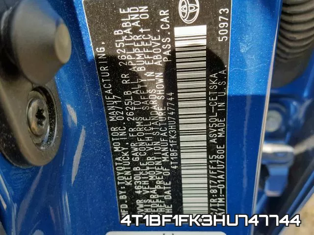 4T1BF1FK3HU747744 фото 2