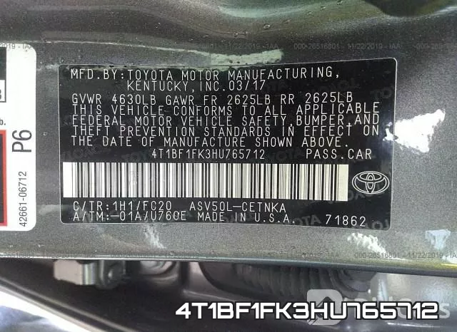 4T1BF1FK3HU765712 фото 9