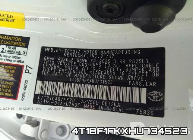 4T1BF1FKXHU734523 фото 10