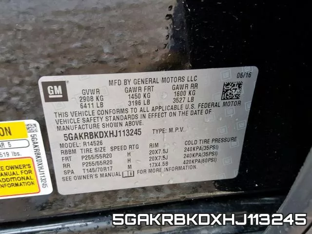 5GAKRBKDXHJ113245 фото 2