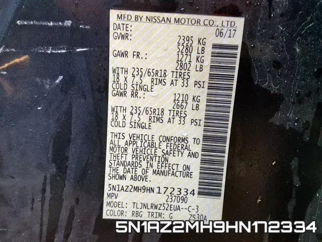 5N1AZ2MH9HN172334 фото 2
