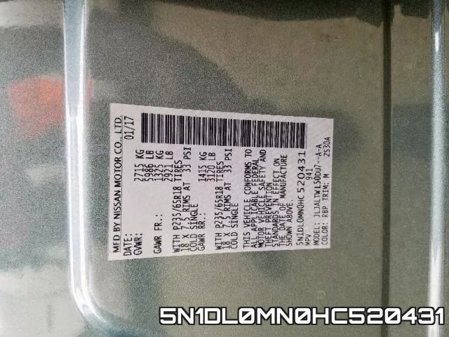 5N1DL0MN0HC520431 фото 2