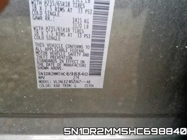 5N1DR2MM5HC698840 фото 2