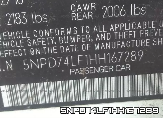 5NPD74LF1HH167289 фото 8