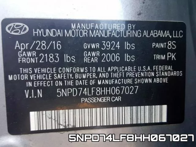 5NPD74LF8HH067027 фото 2