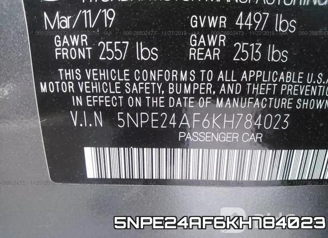 5NPE24AF6KH784023 фото 8