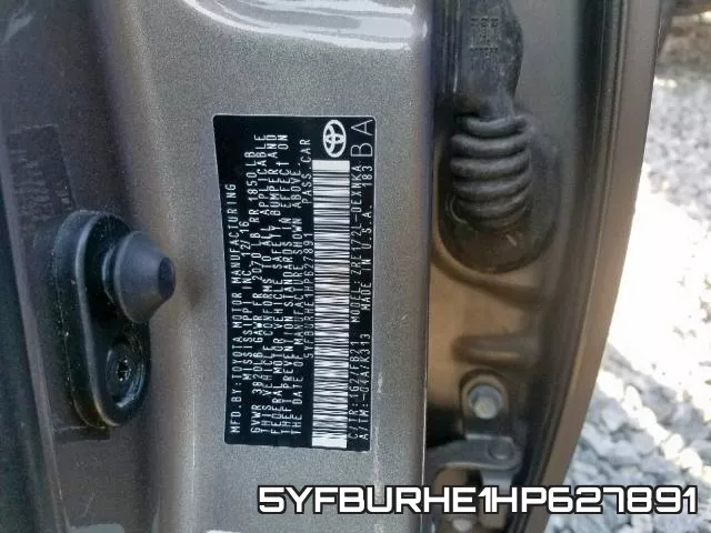 5YFBURHE1HP627891 фото 2