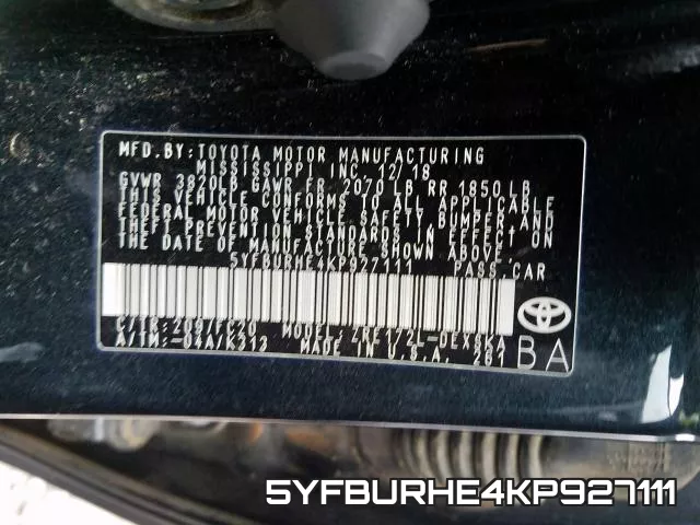 5YFBURHE4KP927111 фото 2