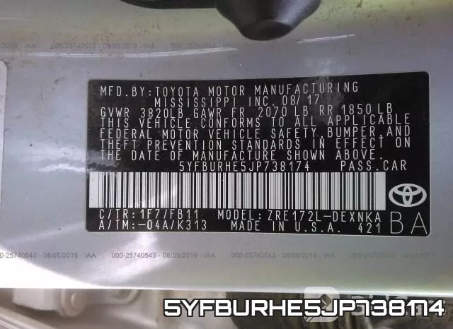 5YFBURHE5JP738174 фото 9