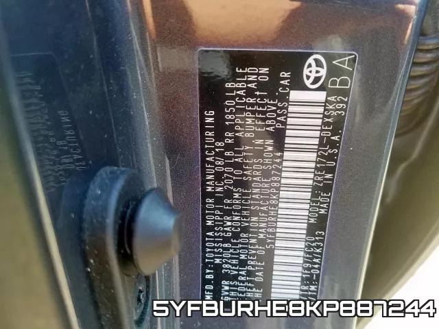 5YFBURHE8KP887244 фото 2