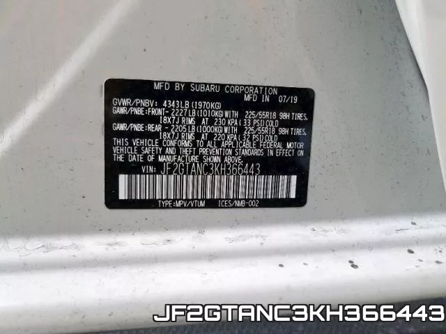 JF2GTANC3KH366443 фото 2