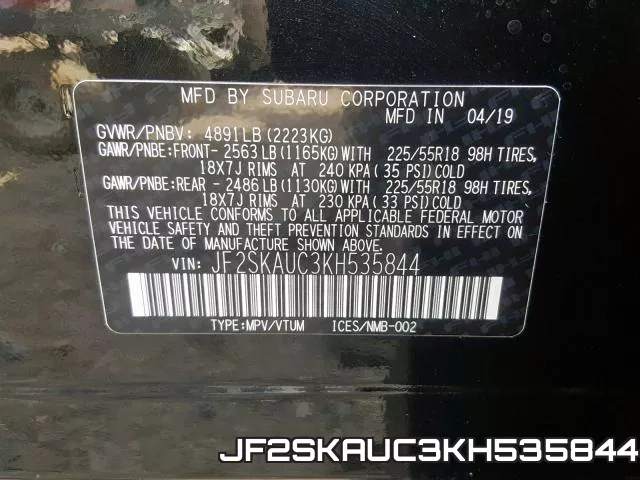 JF2SKAUC3KH535844 фото 2
