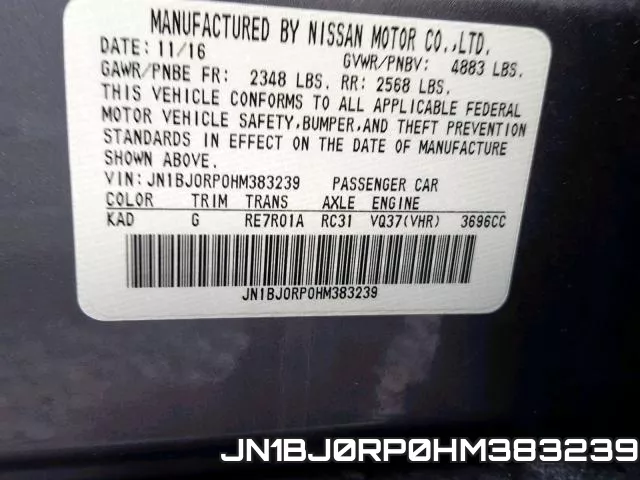 JN1BJ0RP0HM383239 фото 2