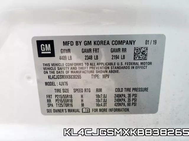 KL4CJGSMXKB838265 фото 2