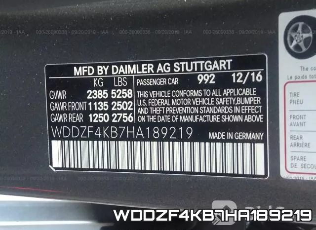 WDDZF4KB7HA189219 фото 10