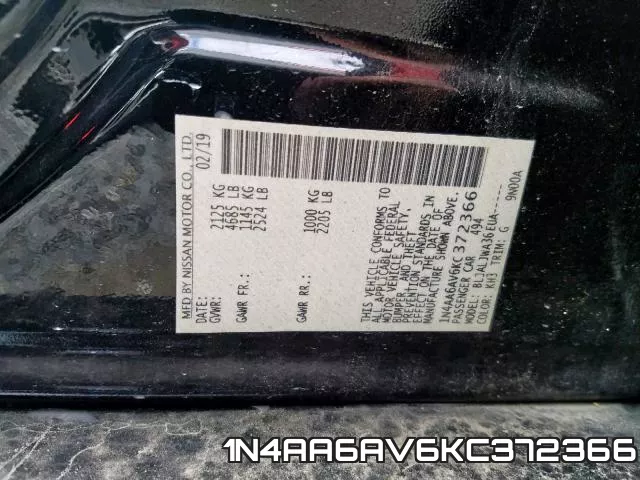 1N4AA6AV6KC372366 фото 2