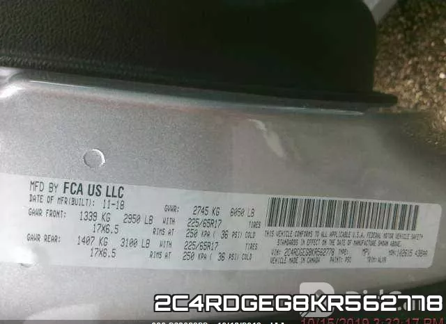 2C4RDGEG8KR562778 фото 8