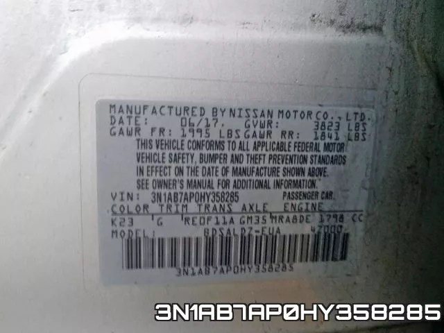 3N1AB7AP0HY358285 фото 2