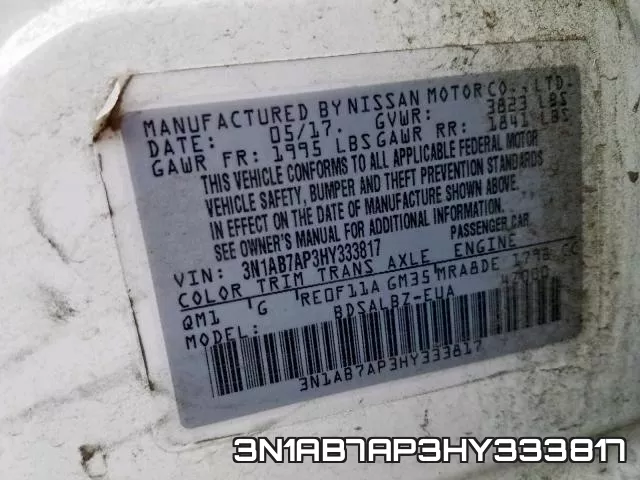3N1AB7AP3HY333817 фото 2