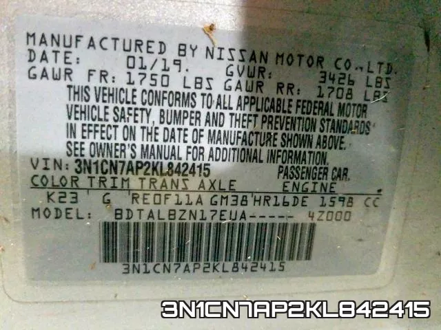 3N1CN7AP2KL842415 фото 2