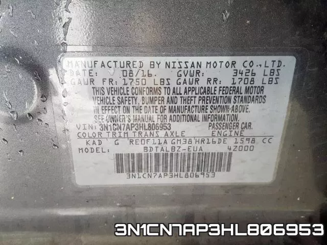 3N1CN7AP3HL806953 фото 2