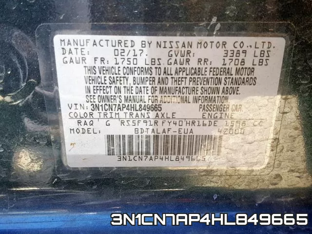 3N1CN7AP4HL849665 фото 2