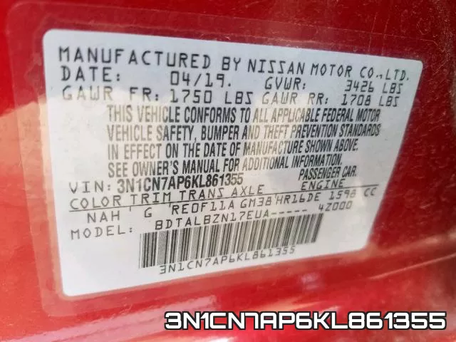3N1CN7AP6KL861355 фото 2