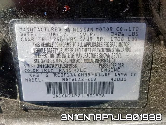 3N1CN7AP7JL801938 фото 2