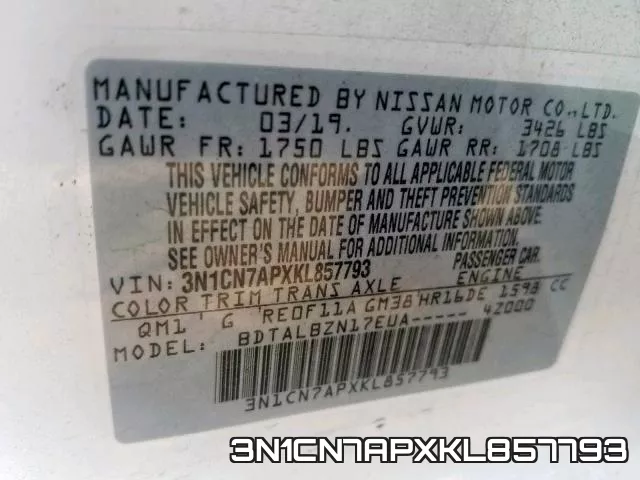3N1CN7APXKL857793 фото 2