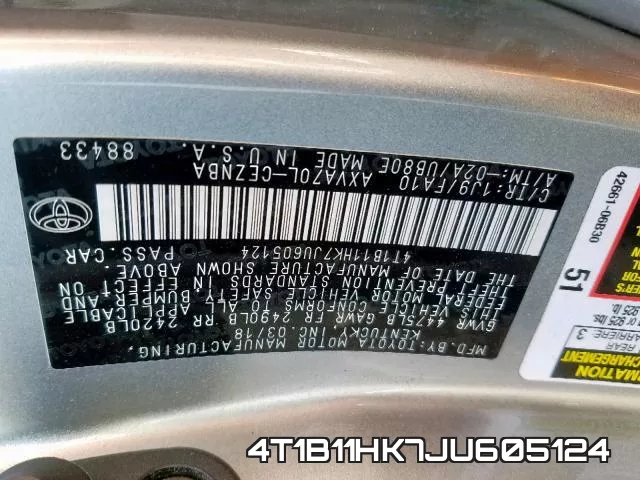 4T1B11HK7JU605124 фото 2